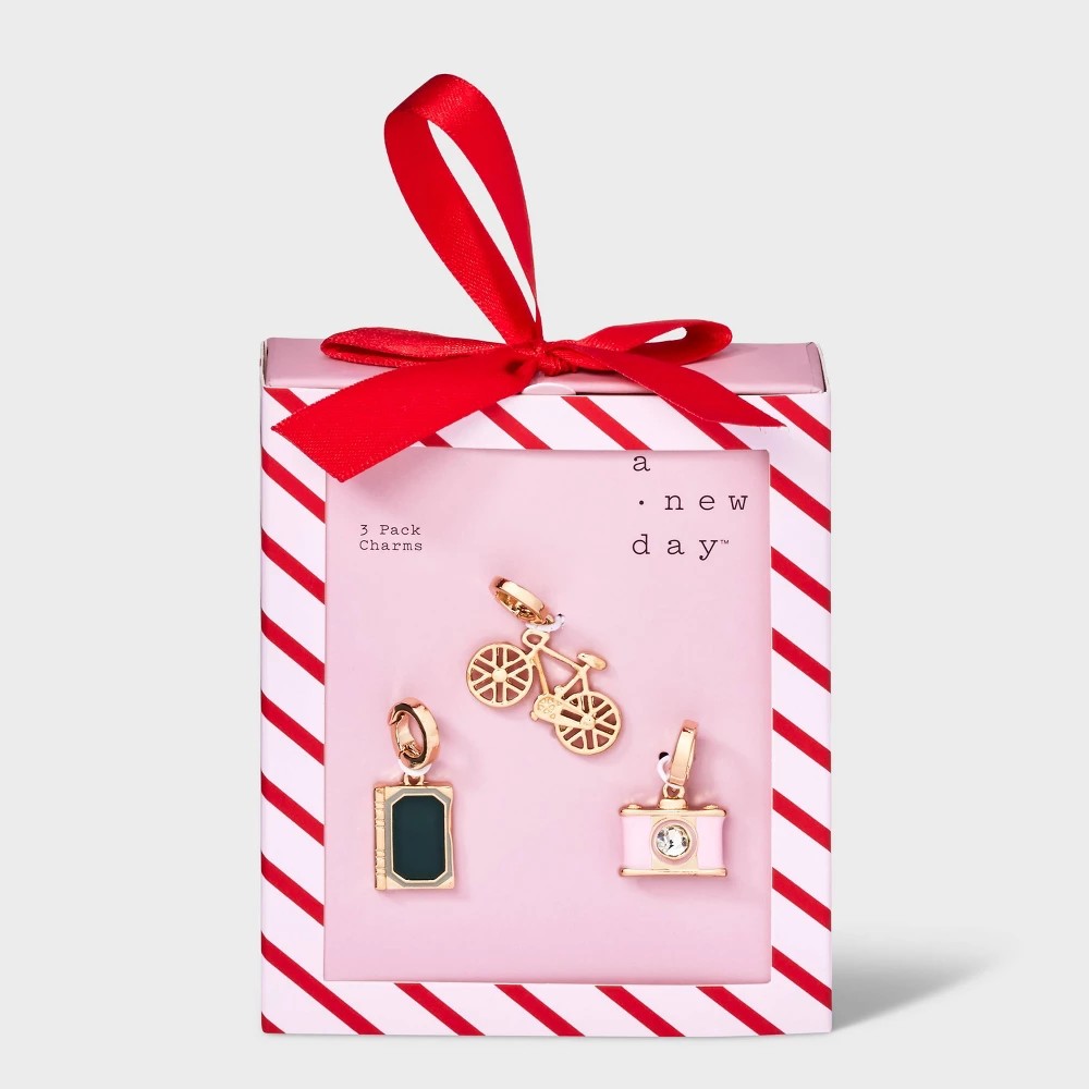 Book Bicycle and Camera Charm Necklace Set 3pc - a New Day™ Gold - Bellso